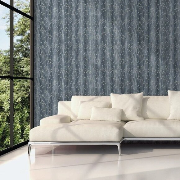 New Schumacher Bamboo-Marine Luxury Decor Wallpaper Lot of 2 Rolls - Picture 3 of 9